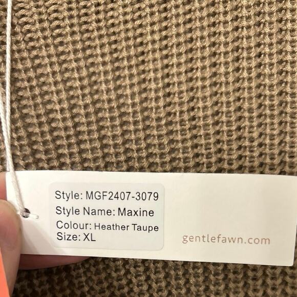 Gentle Fawn Maxine Back Cut Out Crewneck Knit Sweater Heather Taupe New XL - Picture 13 of 15